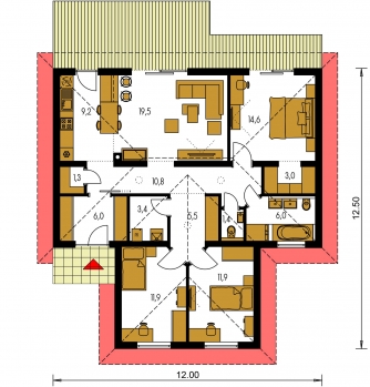 Floor plan of ground floor - BUNGALOW 174